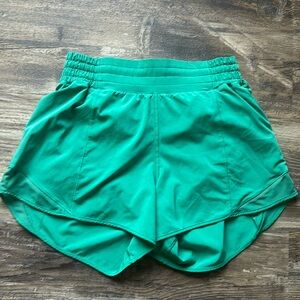 #lululemon Hotty Hot High Rise  4 inch shorts in Cascadia Green